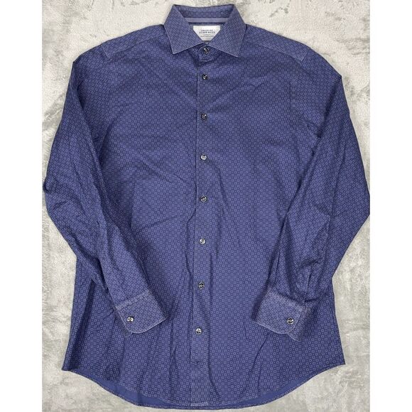Charles Tyrwhitt Dress Shirt‎ Mens 15.5 35 Purple Slim Fit Circle Pattern L/S - Picture 2 of 7